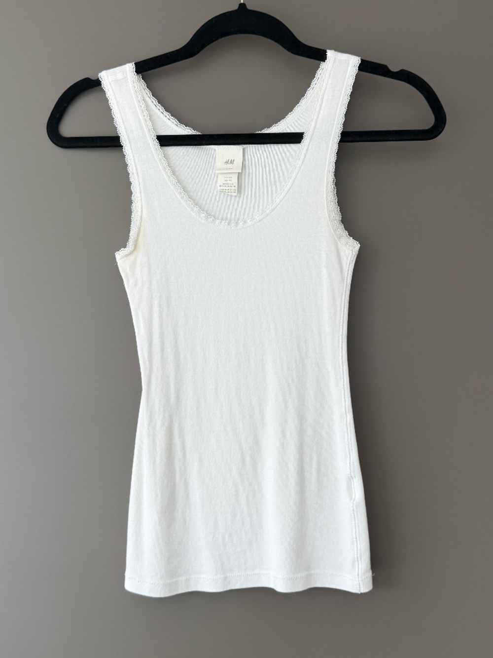 Lace-Lined Tank Top Size XS White Lace Tank Top Lingerie Style Tank Top White